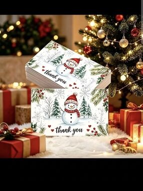 Holiday Snowman Thank You Cards Qty 50